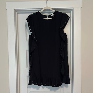 Elegant Black Studded Ruffle Dress